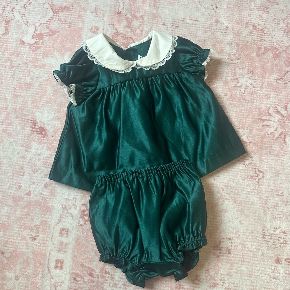 Green Satin Two Piece Set